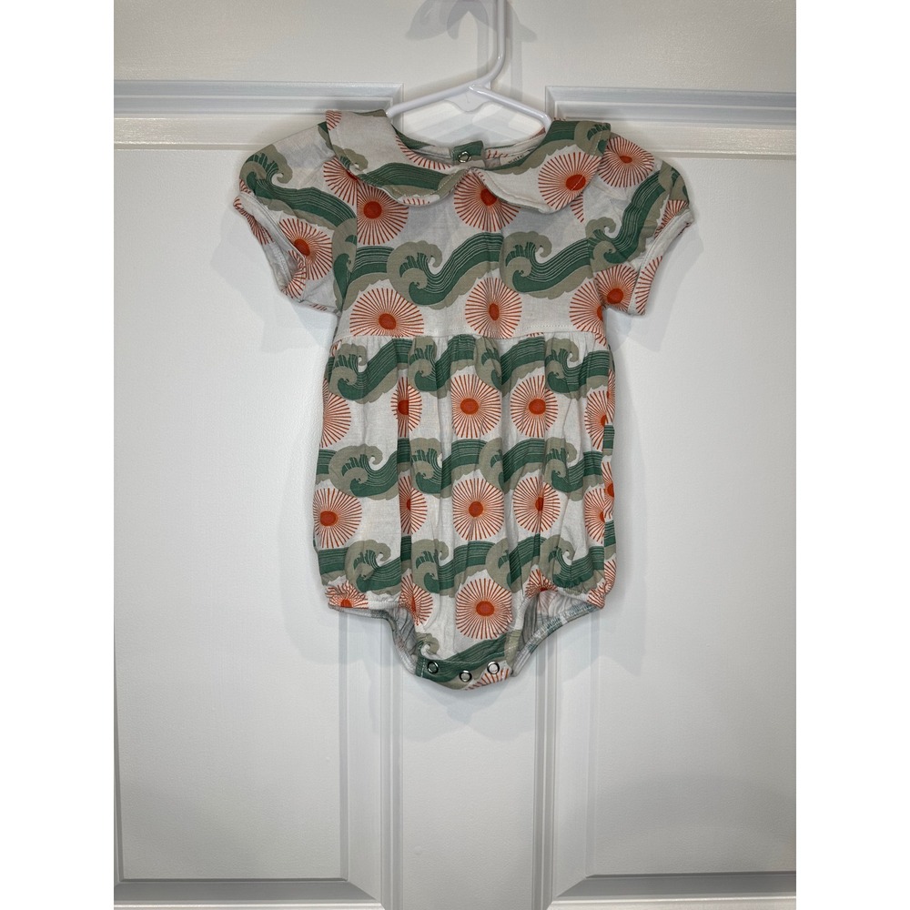 Kate Quinn Bamboo Baby Girl Romper Size 3-6 Months Sun‎ Wave Print Cute Outfit